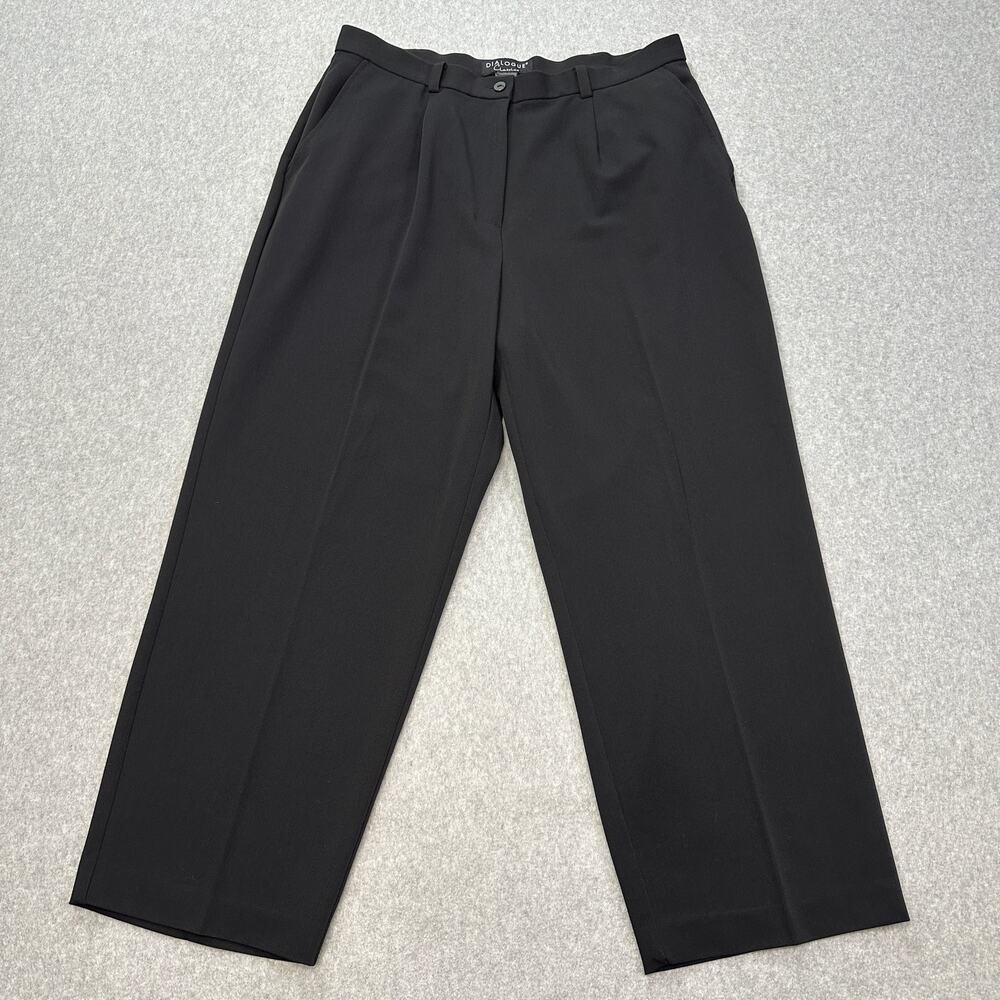 Dialogue Classics Trousers WMNS 18WP Pleated Wide-Leg High Rise Wool Blend Black
